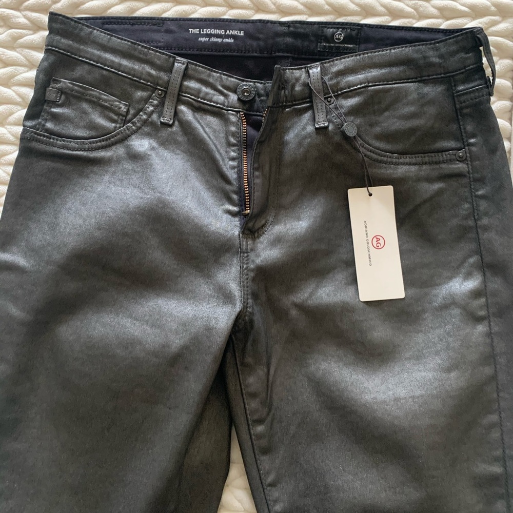 AG Jeans coated gunmetal skinny jeans 28